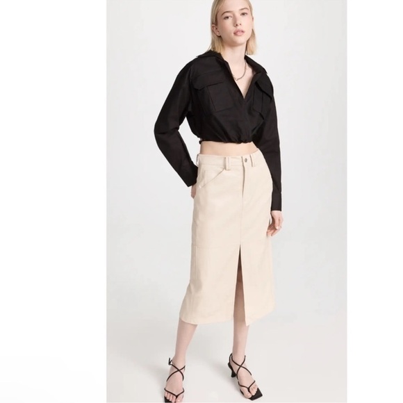 A.L.C Alden Faux Leather Front Back Slit Midi Skirt Size 4 - Picture 1 of 16